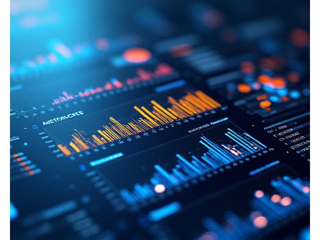 A futuristic, glowing dashboard displaying various festival performance metrics, charts, and graphs in a sleek dark interface