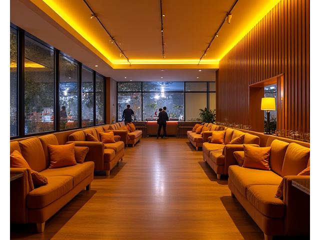 An elegantly designed, luxurious VIP lounge at a festival, with comfortable seating, ambient lighting, and high-end amenities