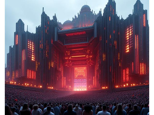 Complex geometric stage structure with integrated lighting