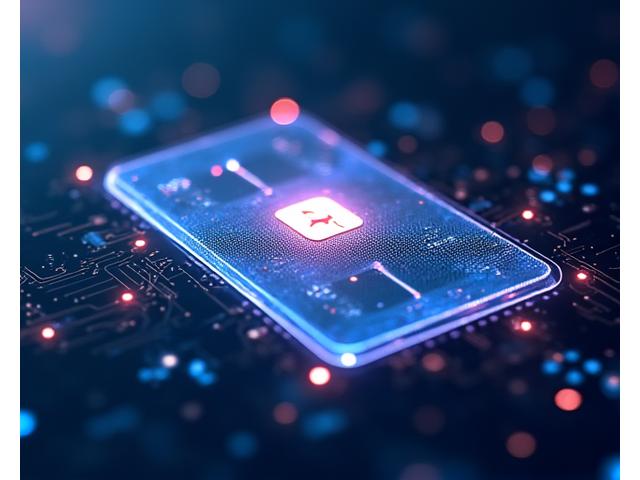 Visual representation of secure financial transactions with glowing abstract data streams and a stylized credit card, emphasizing clarity and trust.