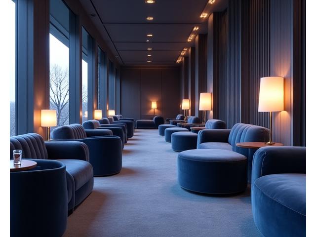 Custom-designed VIP lounge with plush seating, ambient lighting, and elegant decor, located within a festival environment.