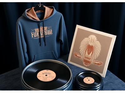 Close up on limited edition festival merchandise, possibly signed, presented luxuriously.