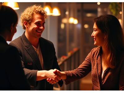 VIP guests shaking hands and taking photos with a music artist at an exclusive meet and greet.