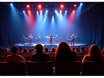 Guests observing a soundcheck from an intimate vantage point, seeing musicians on stage without a crowd.